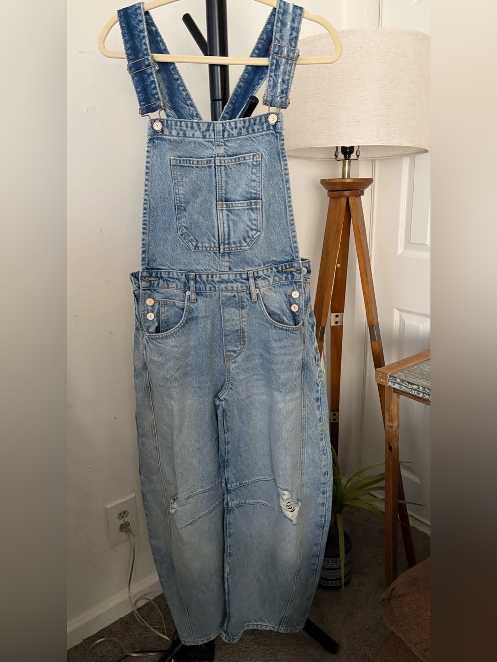 NWOT FREE PEOPLE WE THE FREE Good Luck Barrel Overalls | Going Steady MSRP $148 - Picture 9 of 13